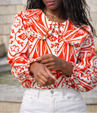 Chemise Anike rouge à imprimé graphique – Beautiful Shop