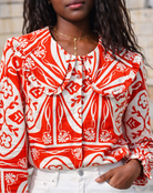 Chemise Anike rouge à imprimé graphique – Beautiful Shop