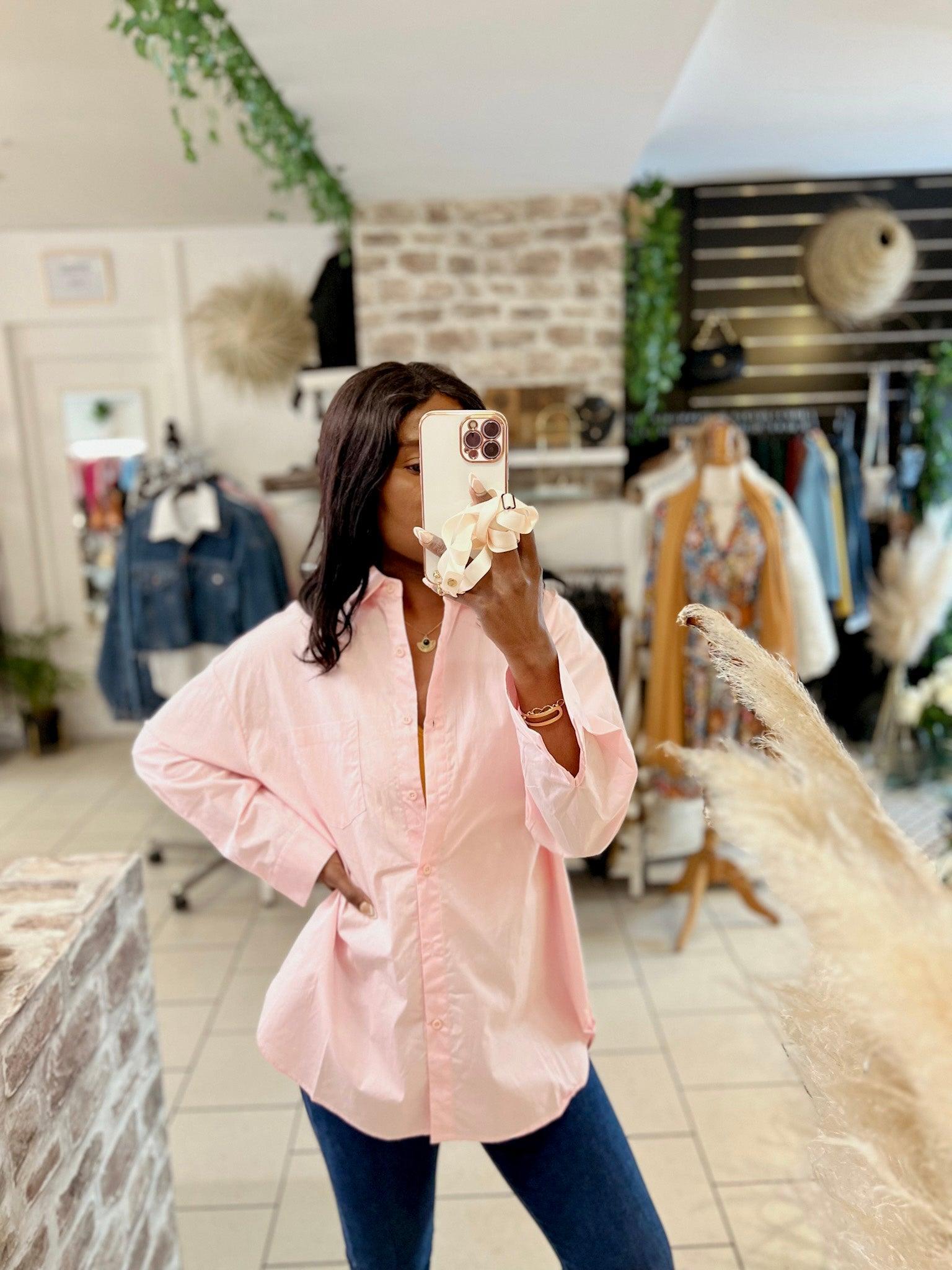 Chemise en coton rose loose - Beautiful Shop - beautifulshop