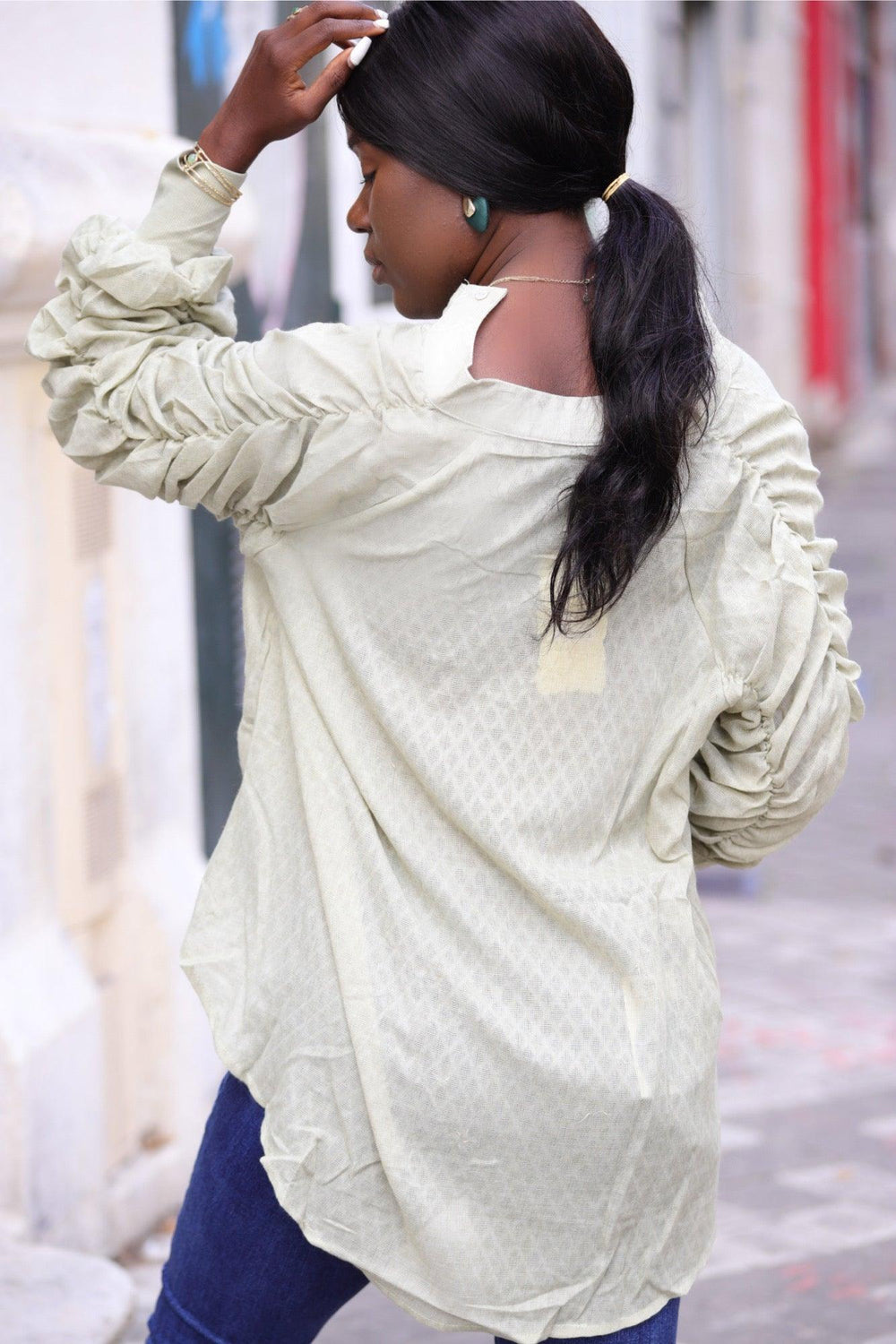 Chemise femme vaporeuse kaki - beautifulshop