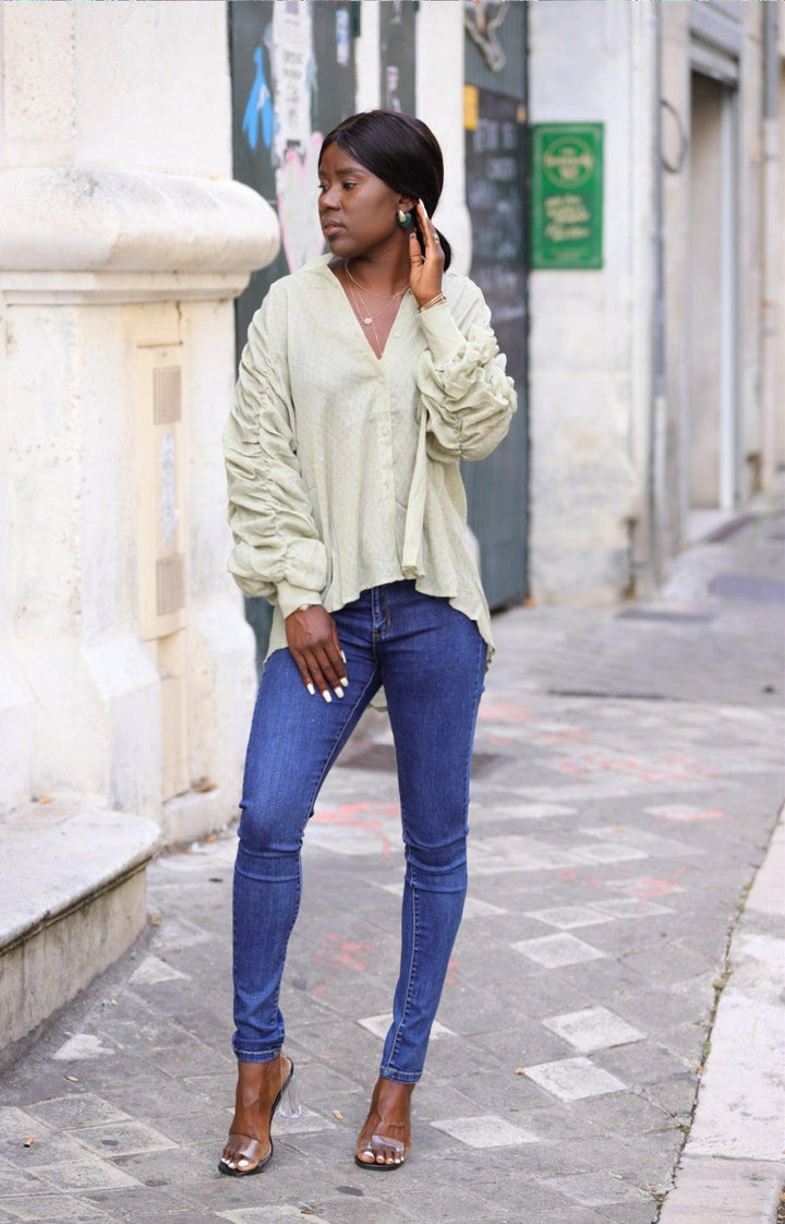 Chemise femme vaporeuse kaki - beautifulshop