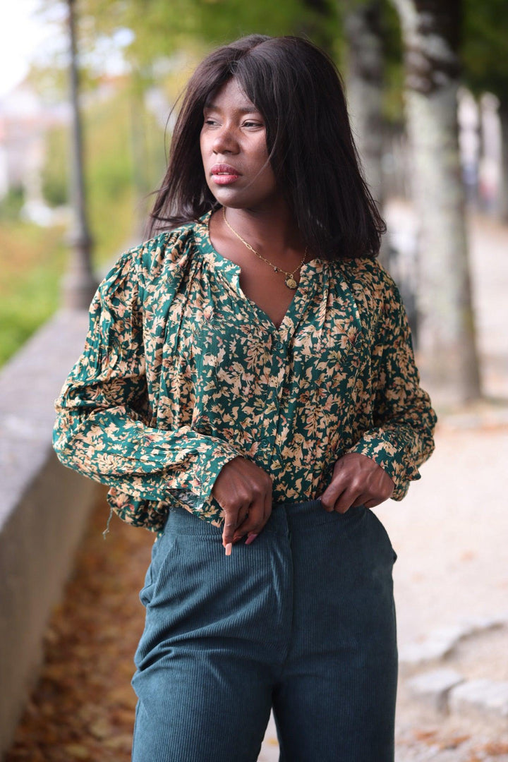 Chemise Loose Imprimée en Tons Verts - beautifulshop
