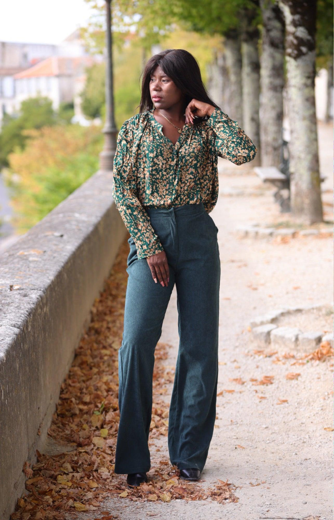 Chemise Loose Imprimée en Tons Verts - beautifulshop