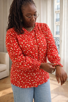 Chemise Scarlett rouge à imprimé fleuri – Beautiful Shop