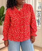 Chemise Scarlett rouge à imprimé fleuri – Beautiful Shop