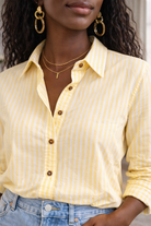 Chemise Sydney jaune et écru à fines rayures – Beautiful Shop