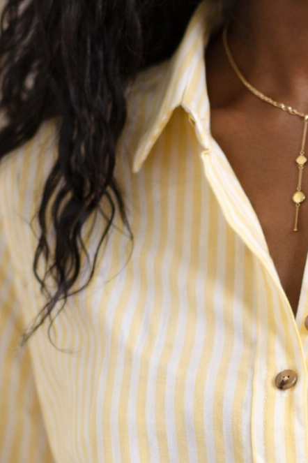 Chemise Sydney jaune et écru à fines rayures – Beautiful Shop