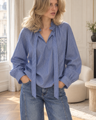 Chemisier camille à rayures – bleu marine – Beautiful Shop