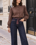 Chemisier Camille à rayures – bordeaux – Beautiful Shop