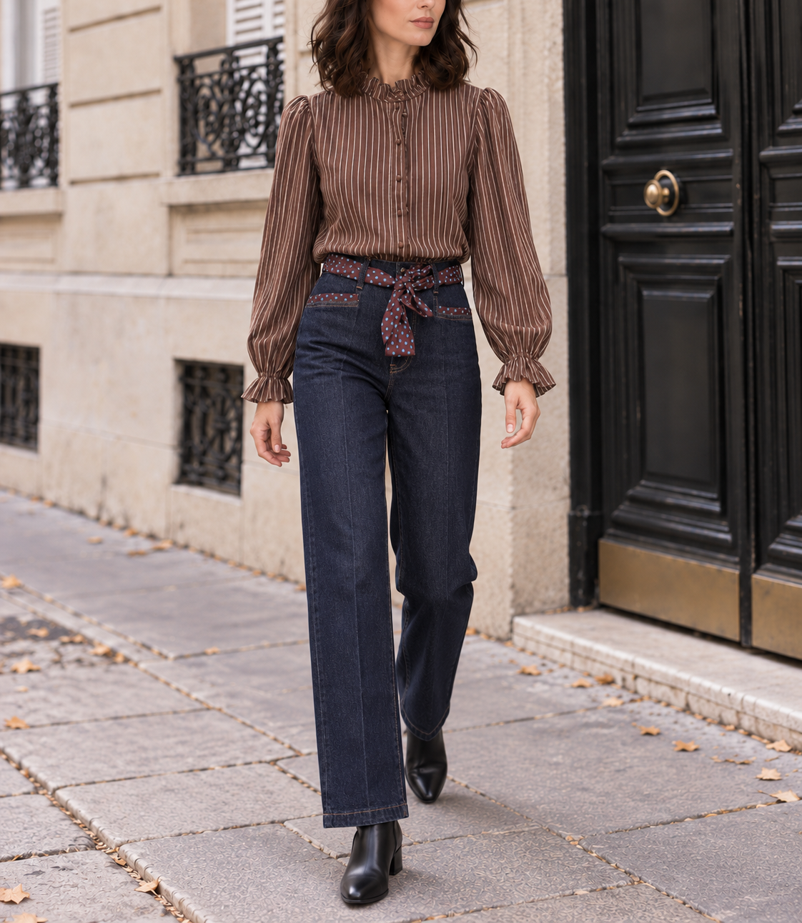 Chemisier Camille à rayures – bordeaux – Beautiful Shop