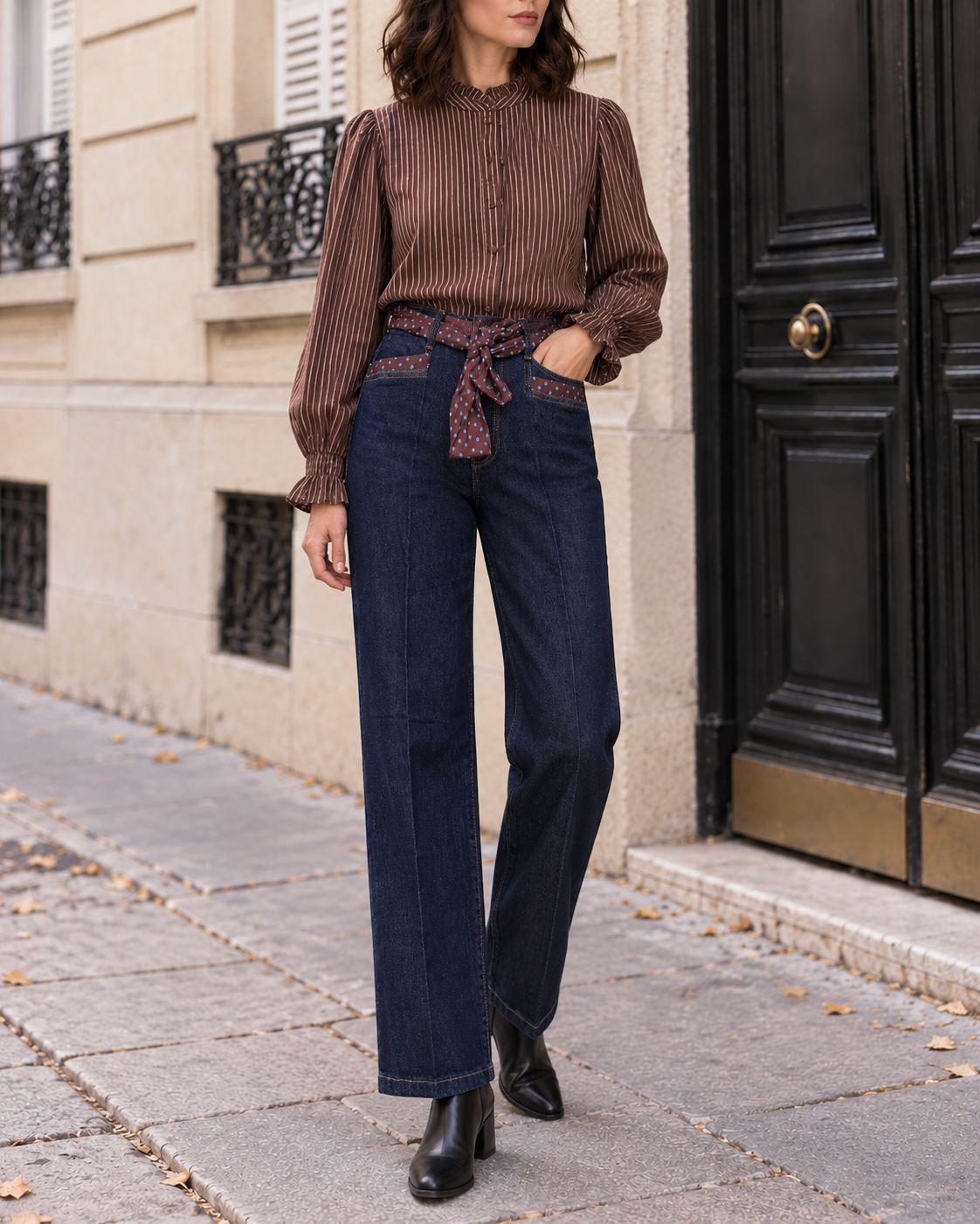 Chemisier Camille à rayures – bordeaux – Beautiful Shop
