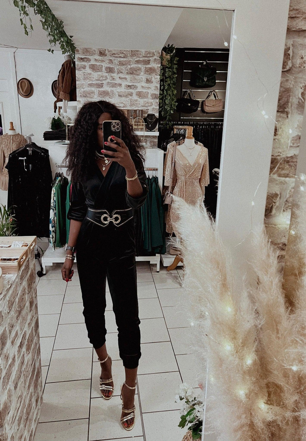 Combinaison noire en velour - beautifulshop