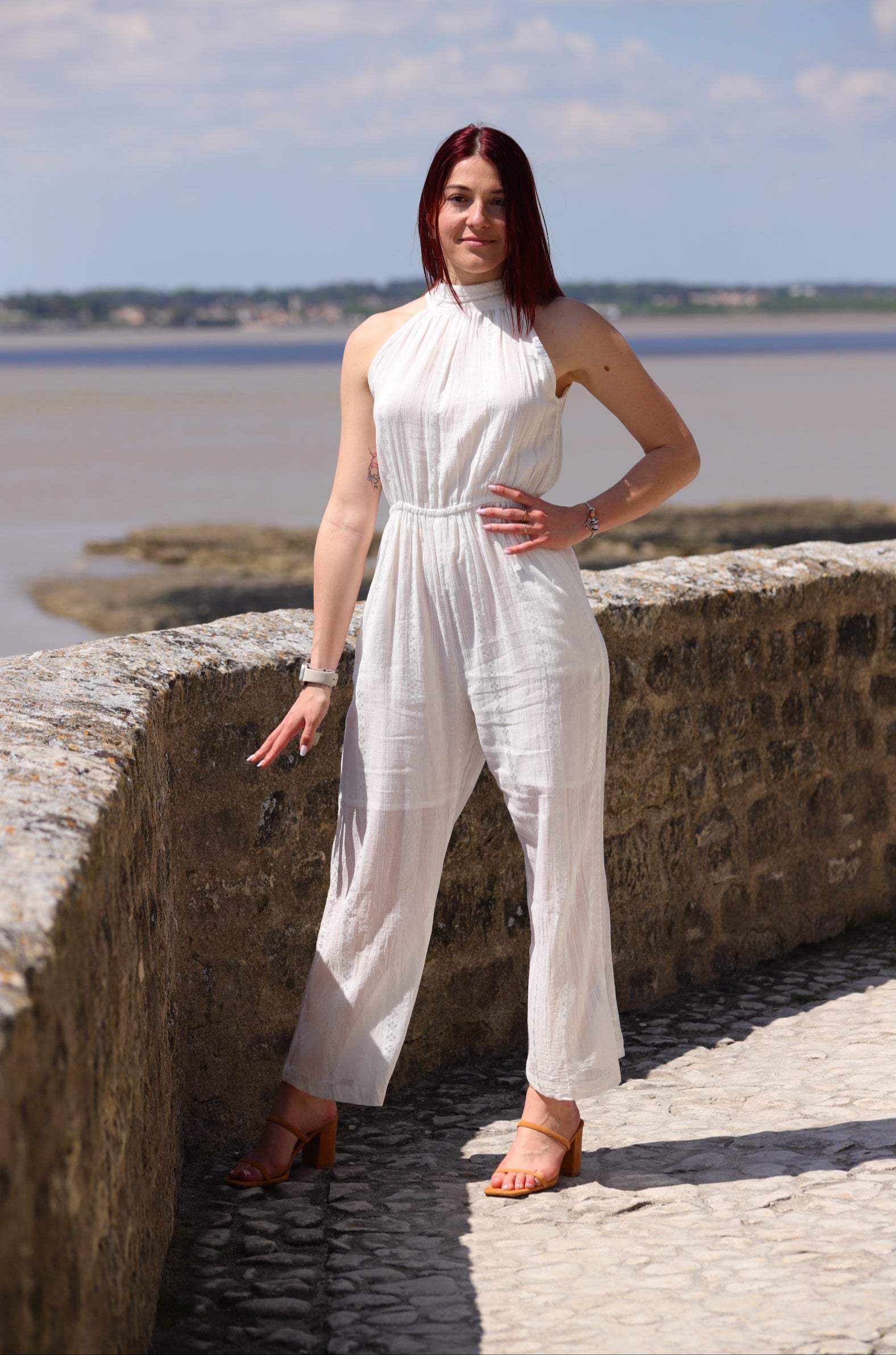 Combinaison Longue Blanche Brodée - beautifulshop