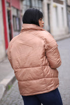 Doudoune camel matelassée à col chemise – Beautiful Shop