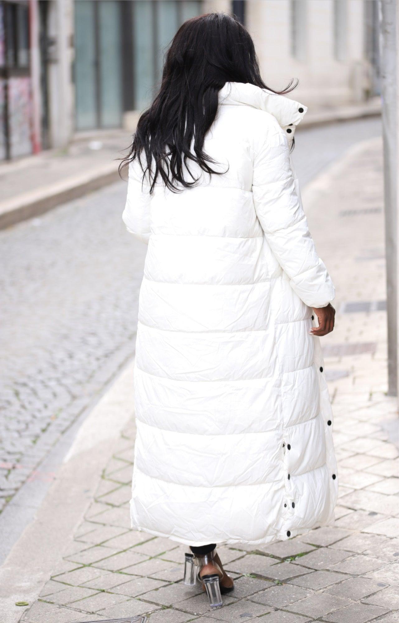 Doudoune longue blanc cassé - beautifulshop