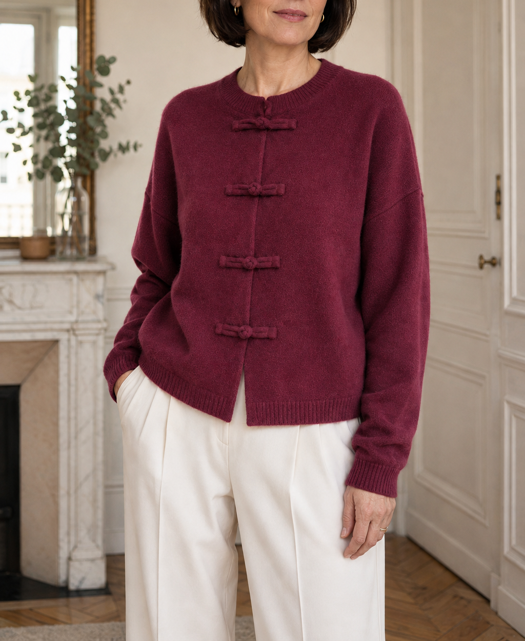 Gilet Azélie à attaches – rouge bordeaux – Beautiful Shop