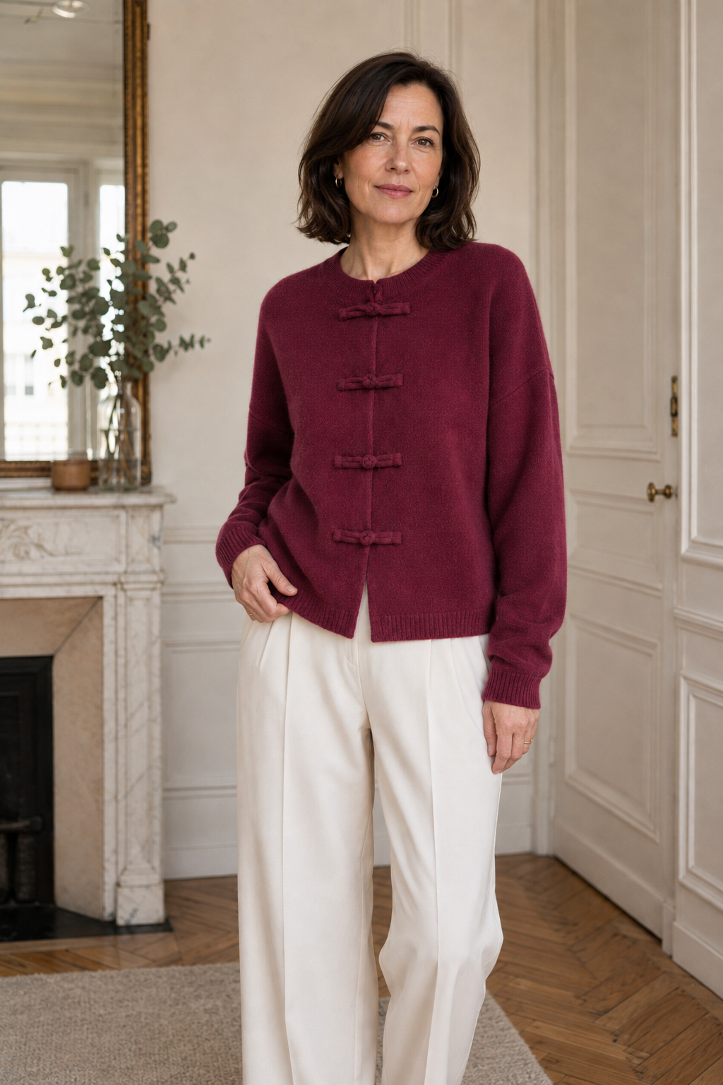 Gilet Azélie à attaches – rouge bordeaux – Beautiful Shop