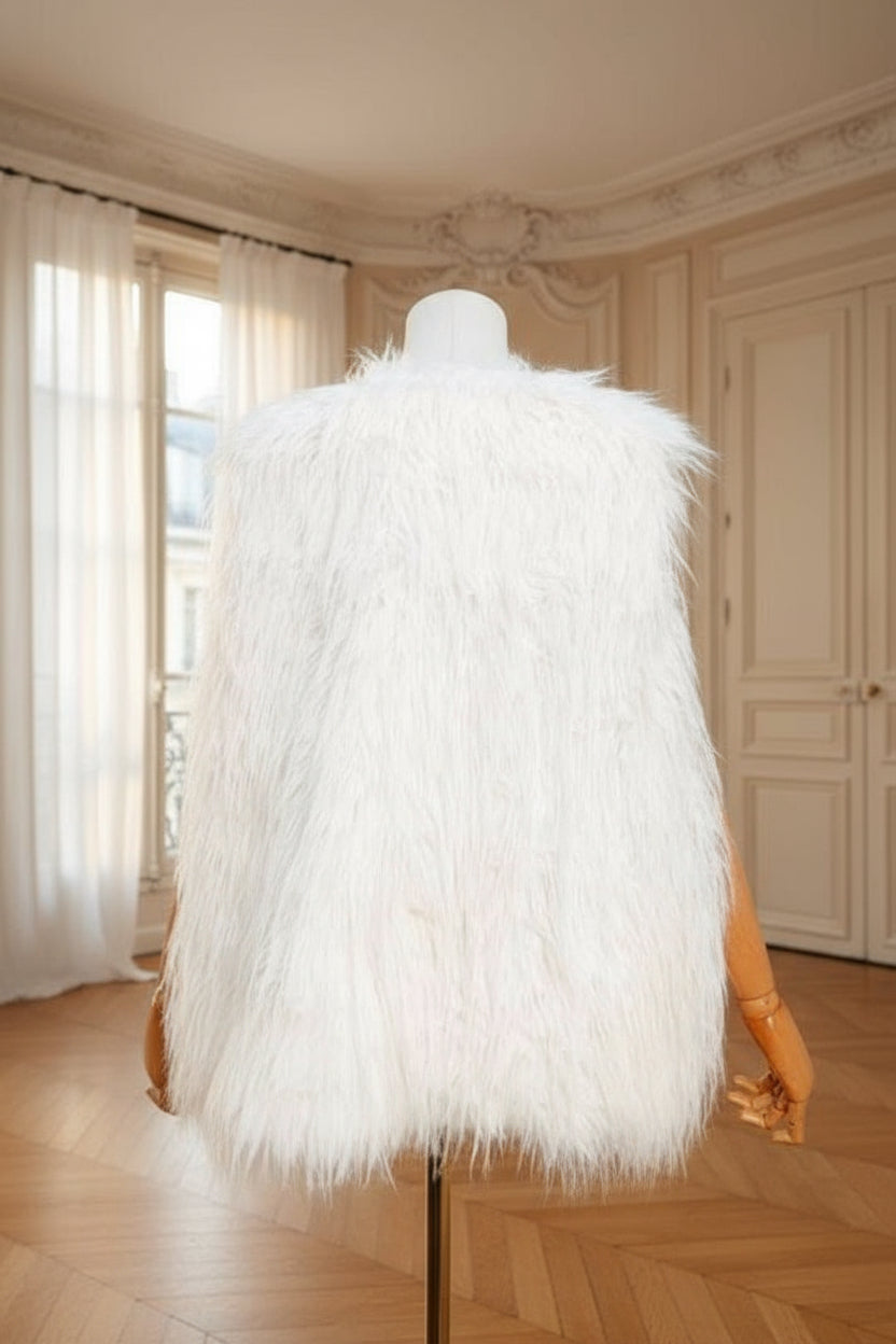 Gilet sans manches en fausse fourrure blanche – Beautiful Shop