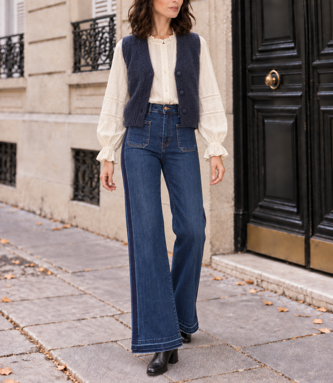 Jean droit Madeleine à poches plaquées – bleu – Beautiful Shop