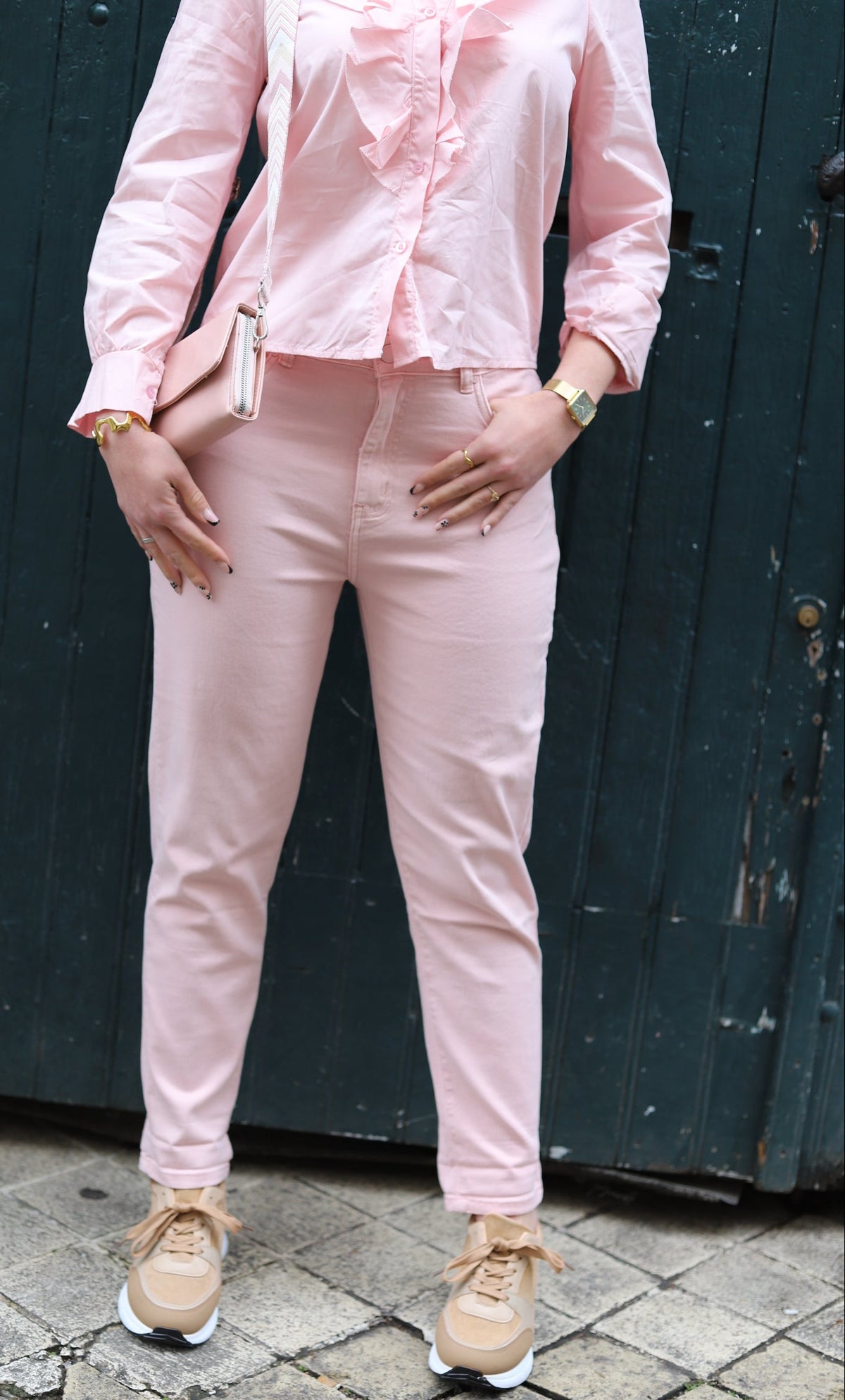 Jean mom rose blush à taille haute – Beautiful Shop