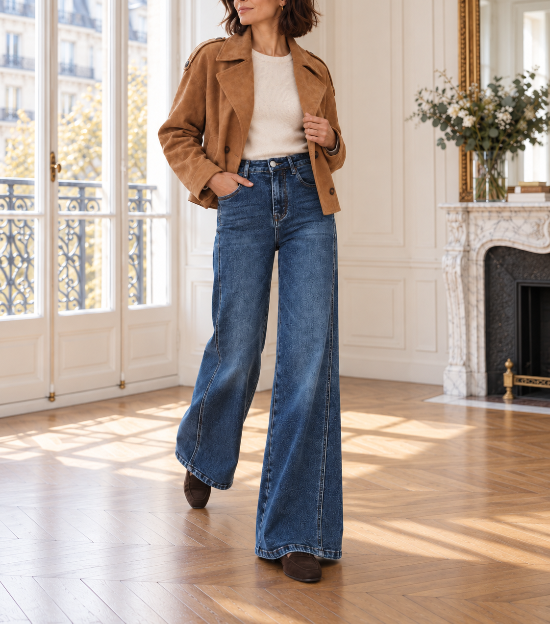 Jean wide leg Alizée – bleu foncé – Beautiful Shop