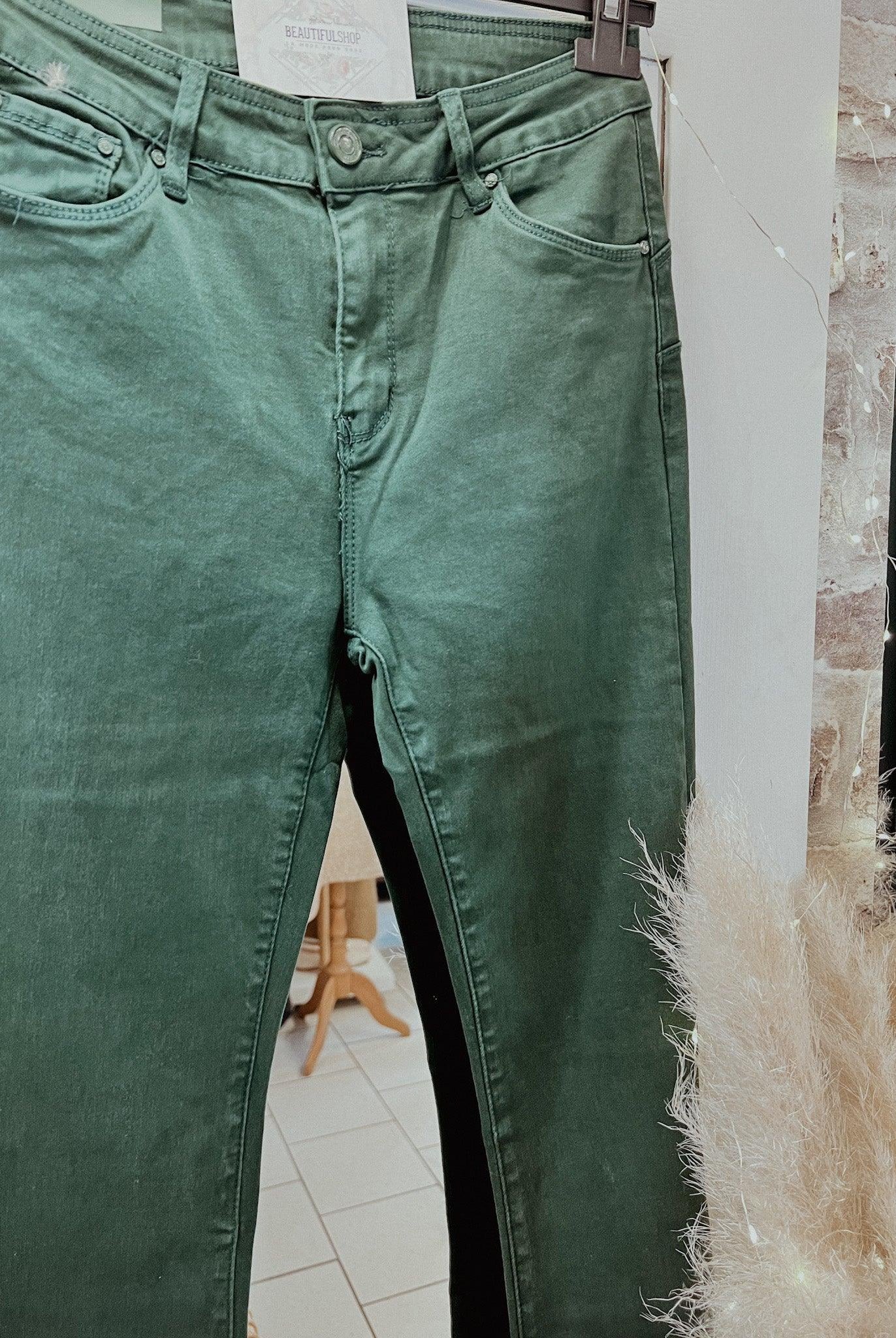 Jeans à pattes d’éléphant vert - beautifulshop
