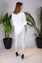Jeans blanc à rayure push up - beautifulshop