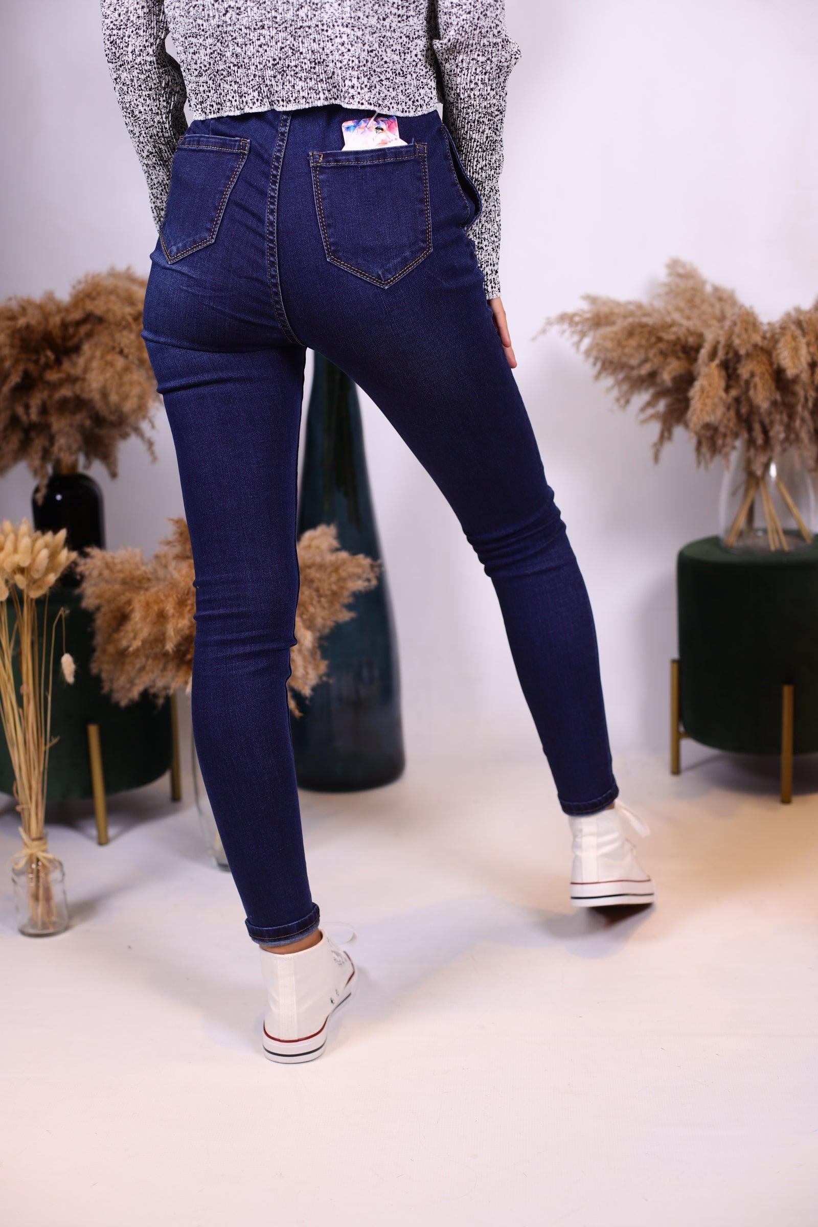 Jeans bleu taille haute - beautifulshop