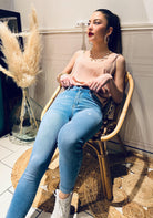 Jeans femme bleu délavé - beautifulshop