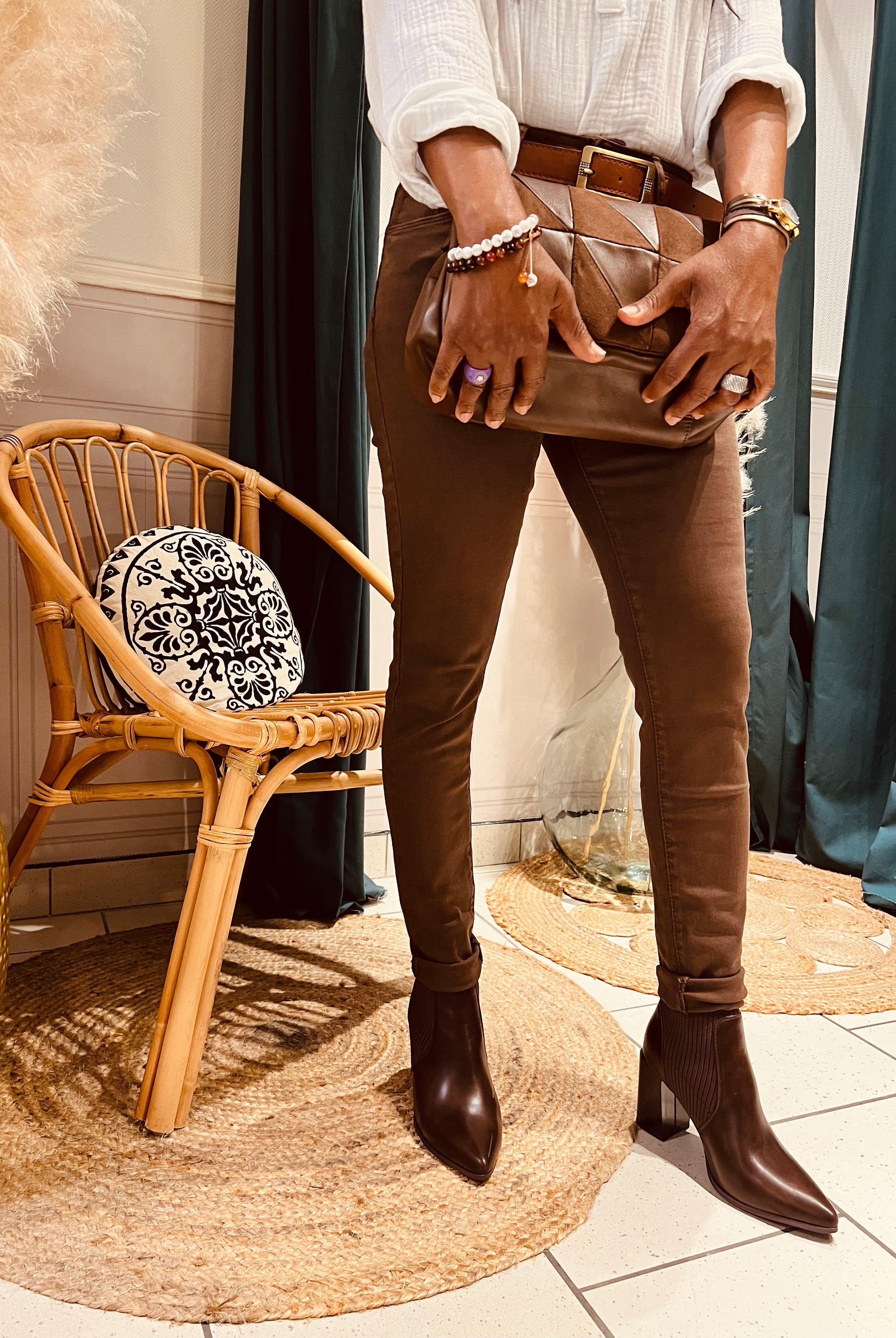 Jeans marron femme - beautifulshop
