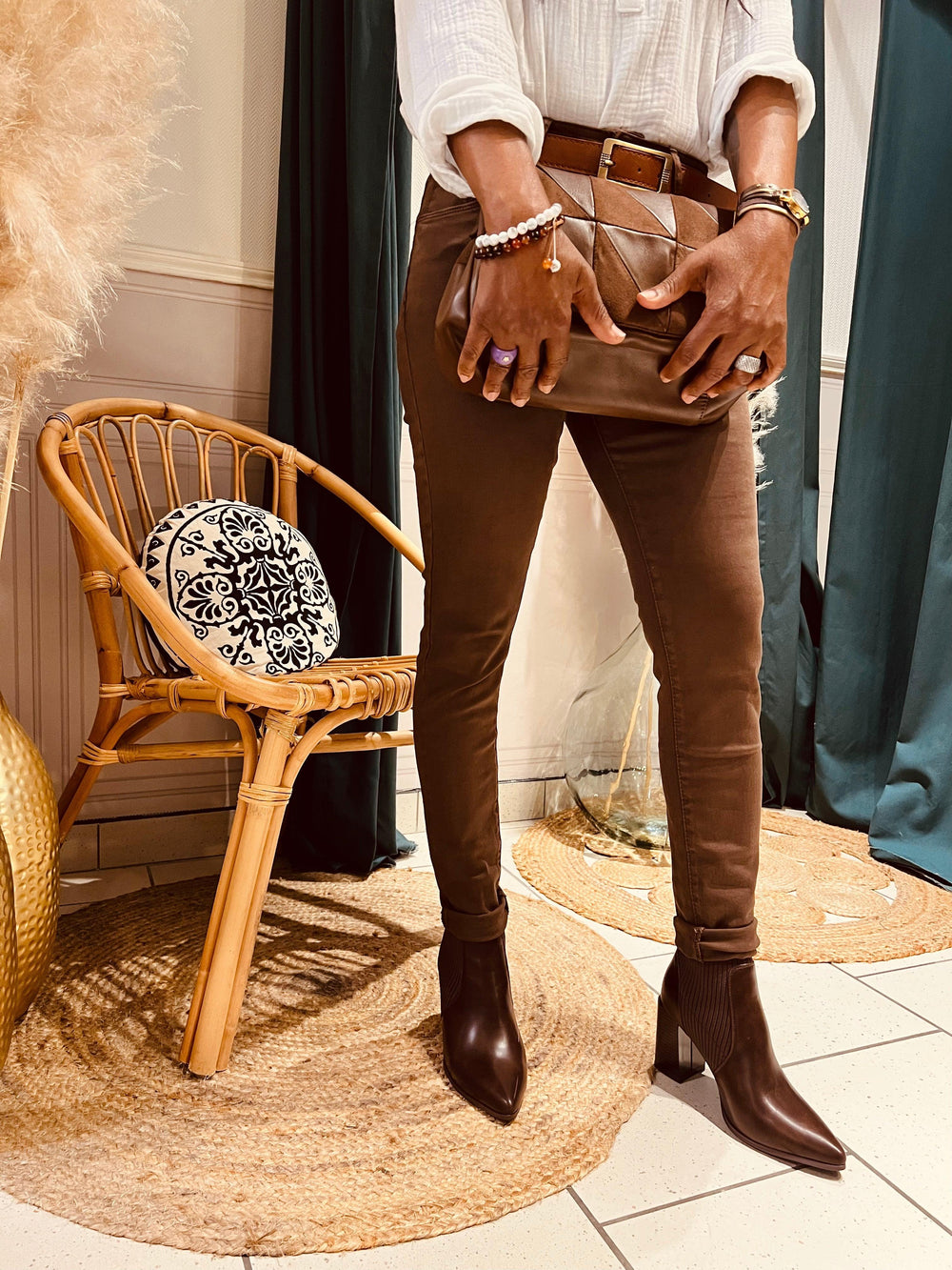 Jeans marron femme - beautifulshop