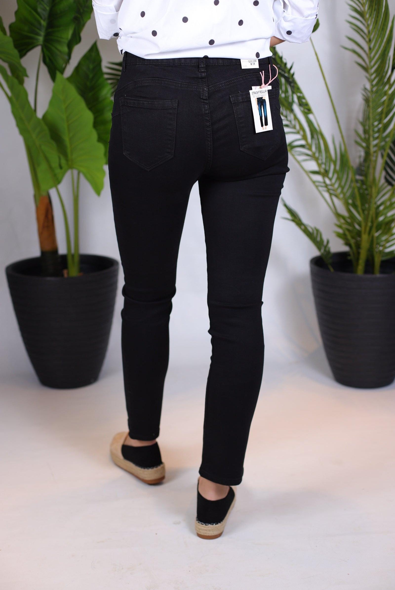 Jeans noir coupe droit - beautifulshop
