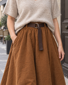 Jupe longue Clémence grande taille – camel – Beautiful Shop