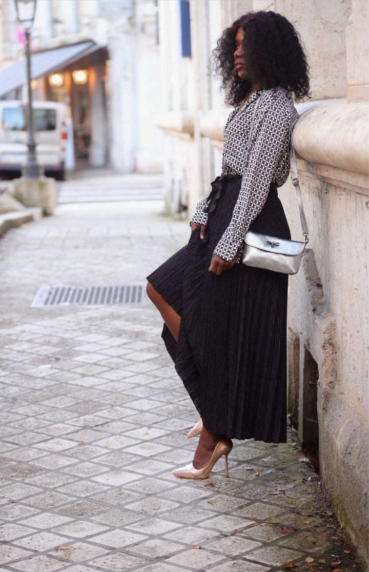 Jupe Longue en Laine Plissée avec Ceinture - beautifulshop