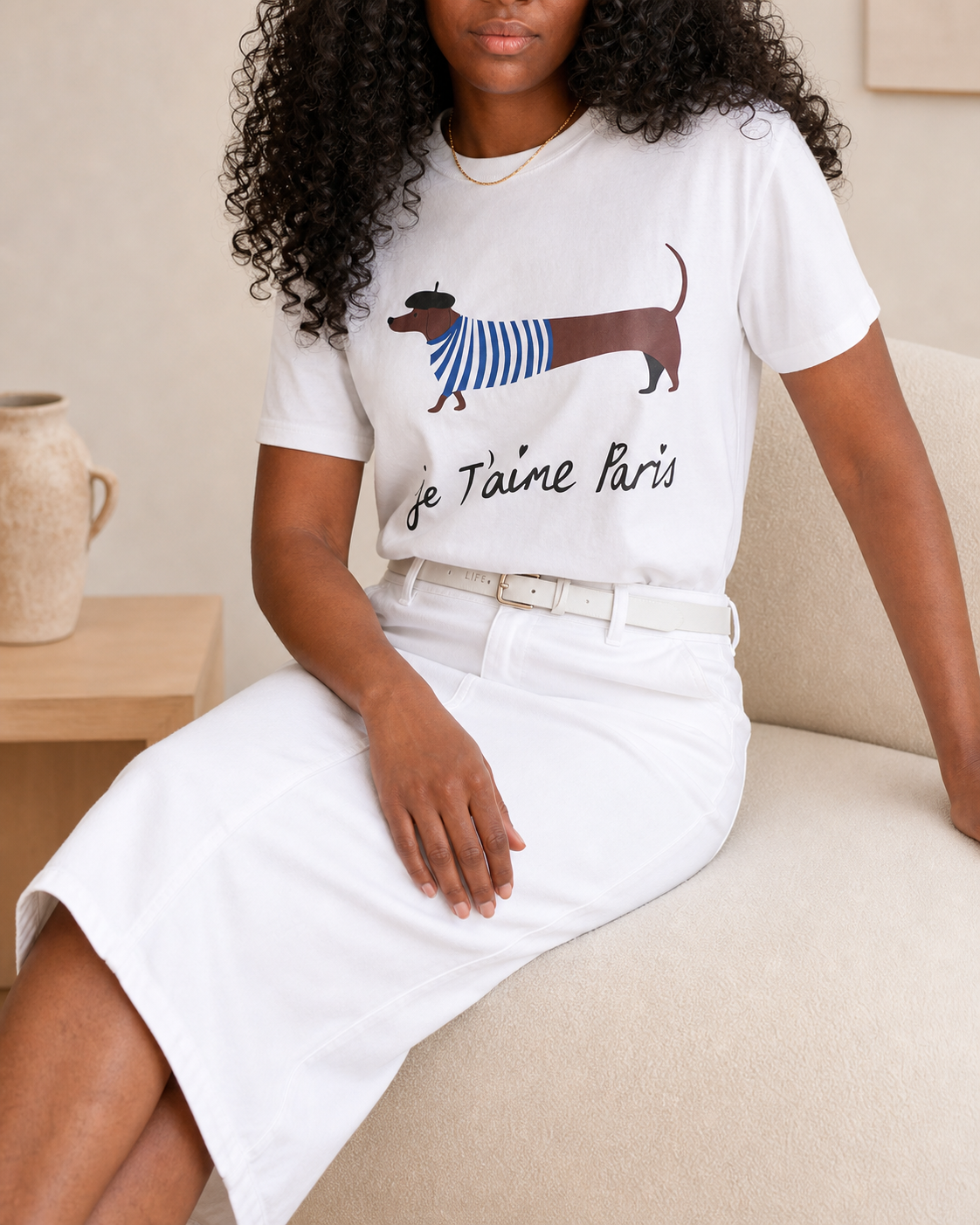Jupe midi droite en jean blanc – Beautiful Shop