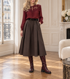 Jupe midi Juliette avec ceinture – chocolat – Beautiful Shop