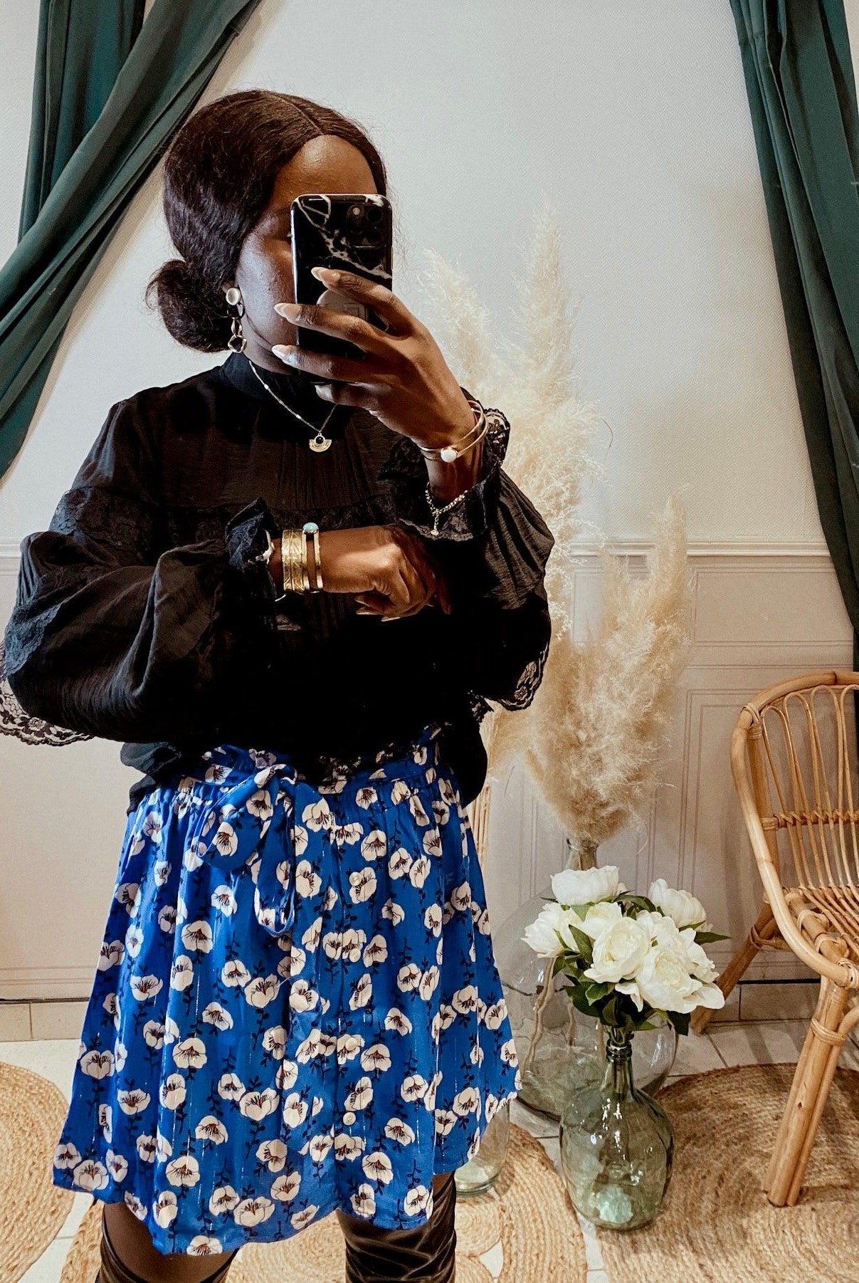 Jupe-short bleue imprimée style africain - Beautiful Shop - beautifulshop