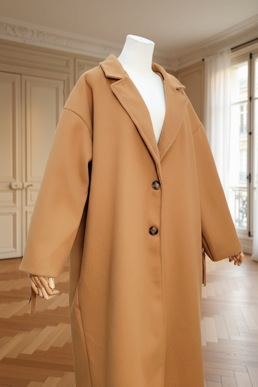 Manteau camel à franges – Beautiful Shop