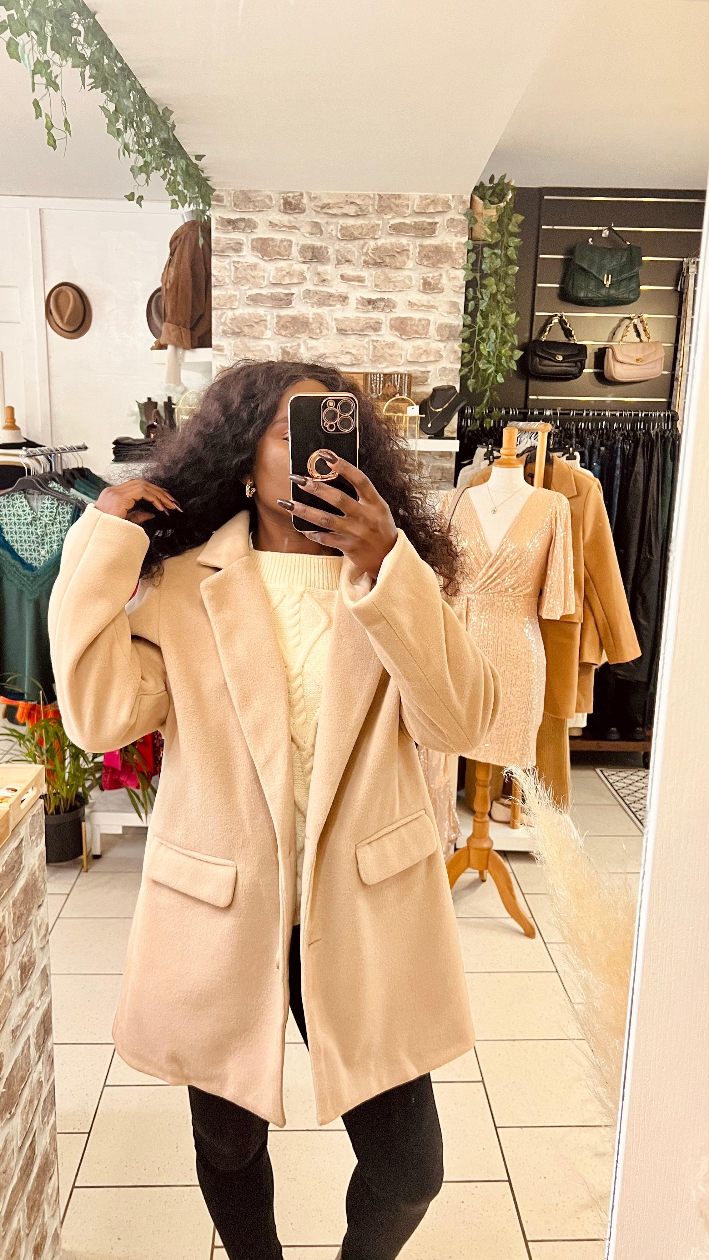 Manteau oversize beige femme beautiful shop L Beige