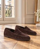 Mocassins louise effet daim – chocolat – Beautiful Shop