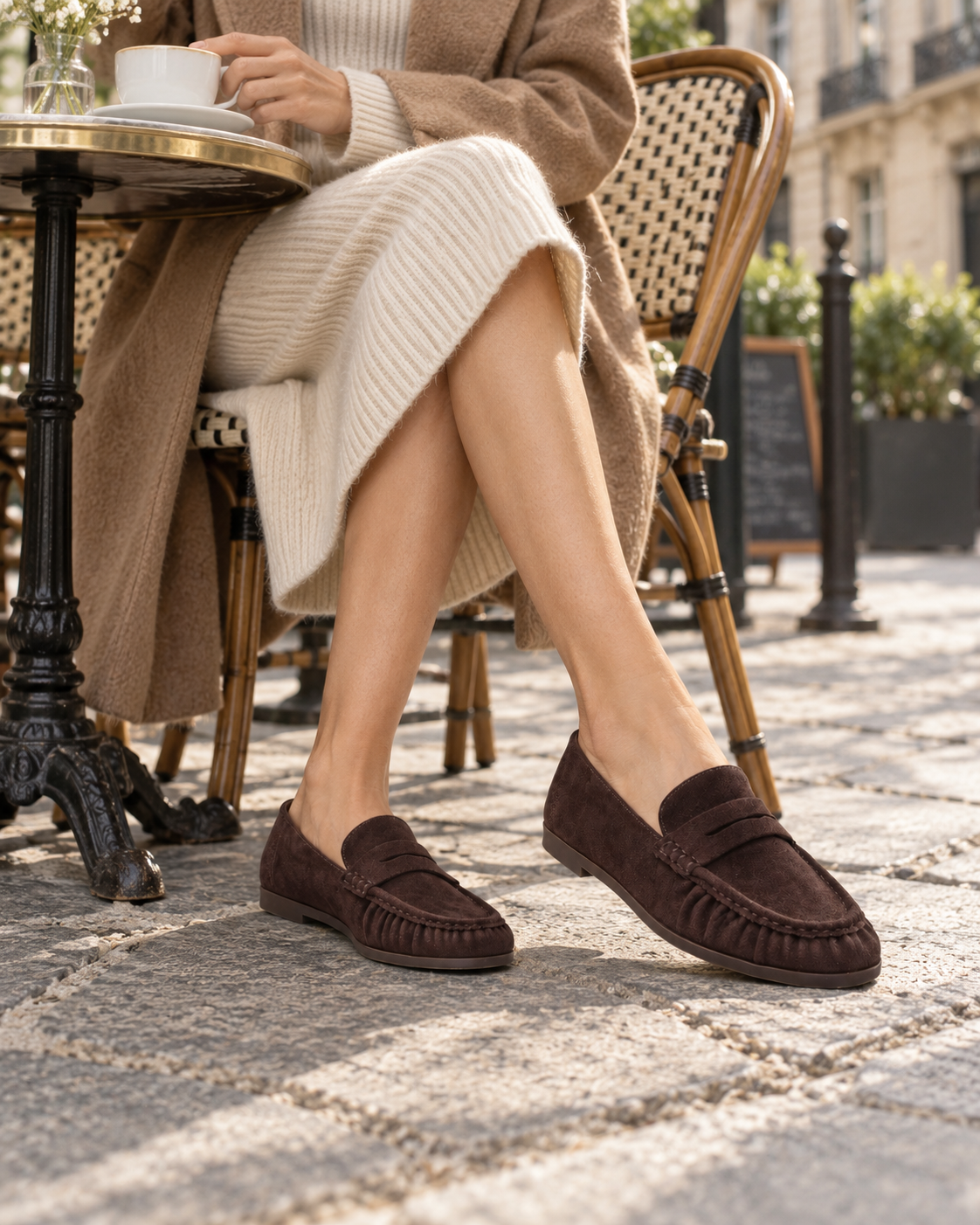 Mocassins louise effet daim – chocolat – Beautiful Shop