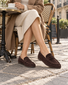 Mocassins louise effet daim – chocolat – Beautiful Shop