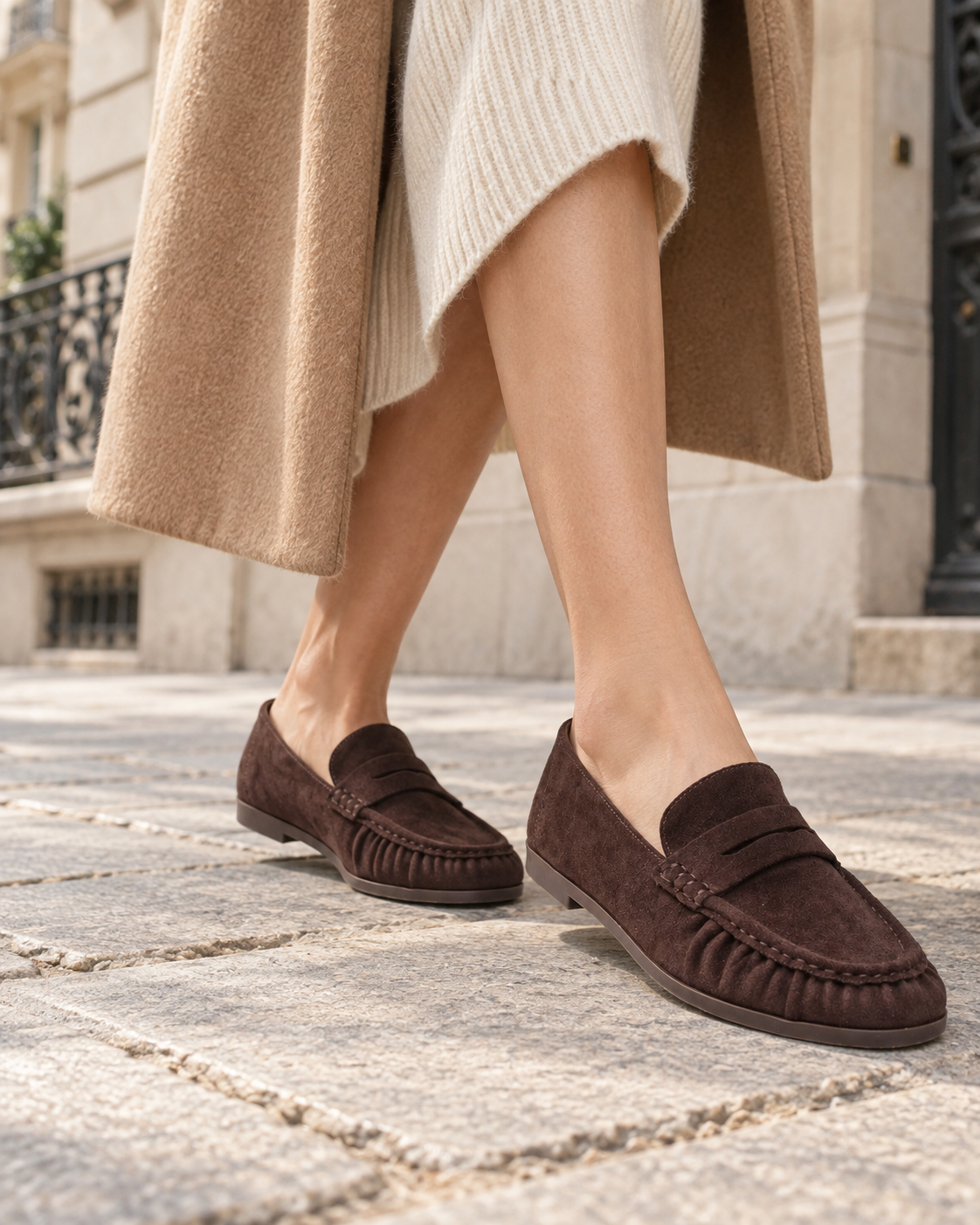 Mocassins louise effet daim – chocolat – Beautiful Shop