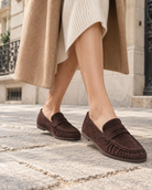 Mocassins louise effet daim – chocolat – Beautiful Shop