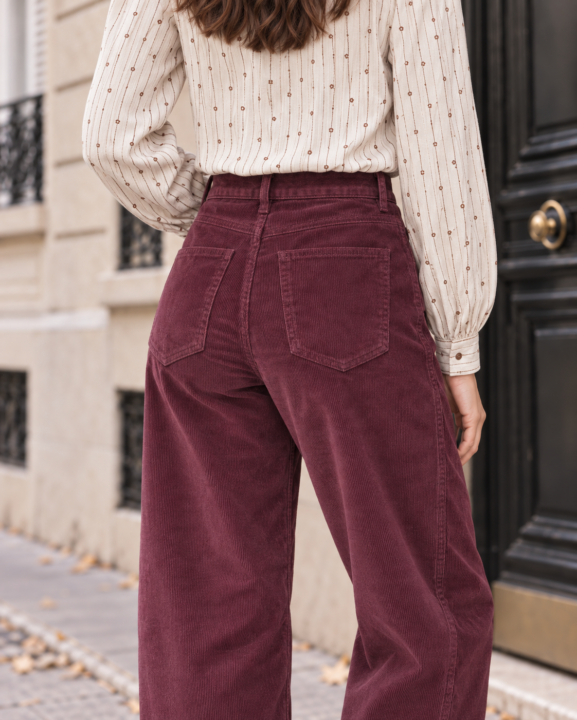 Pantalon droit Charlotte en velours côtelé – prune – Beautiful Shop