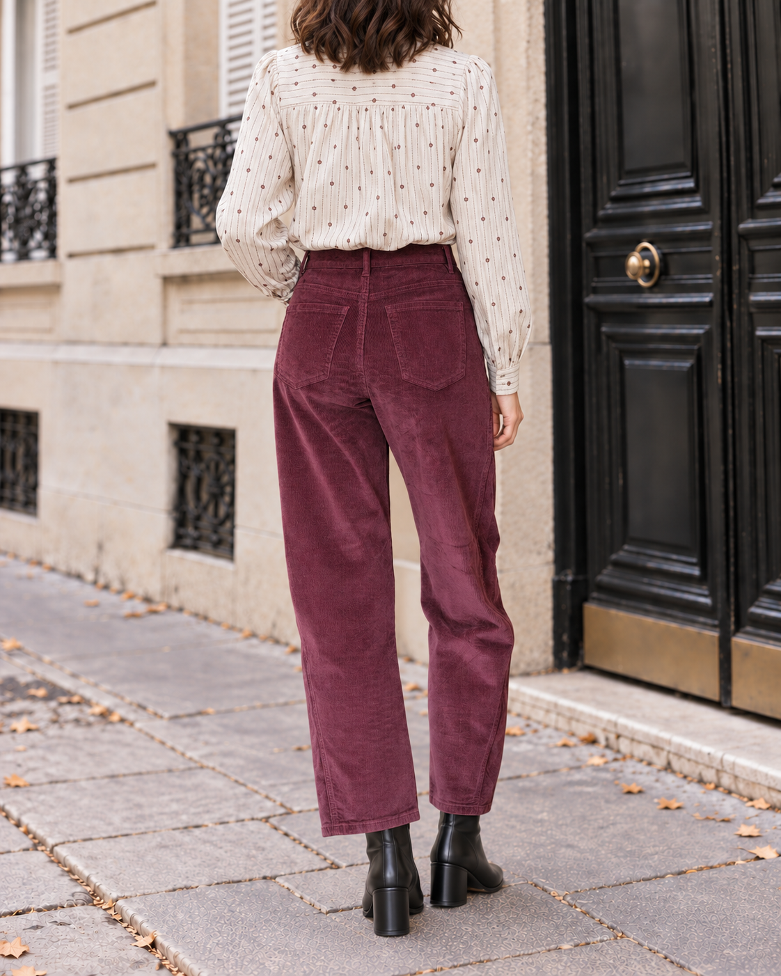 Pantalon droit Charlotte en velours côtelé – prune – Beautiful Shop