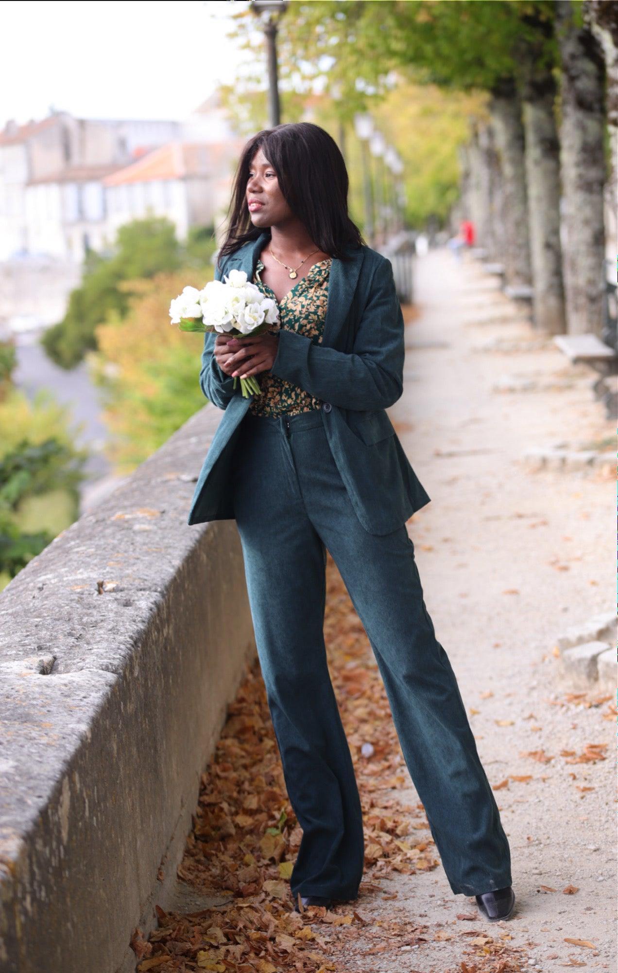 Pantalon en Velour Kaki - beautifulshop