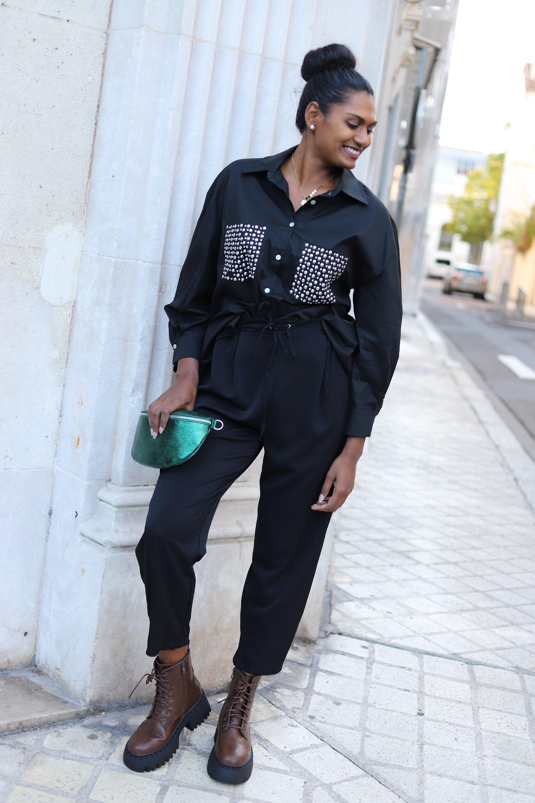 Pantalon Fluide Uni Noir - beautifulshop