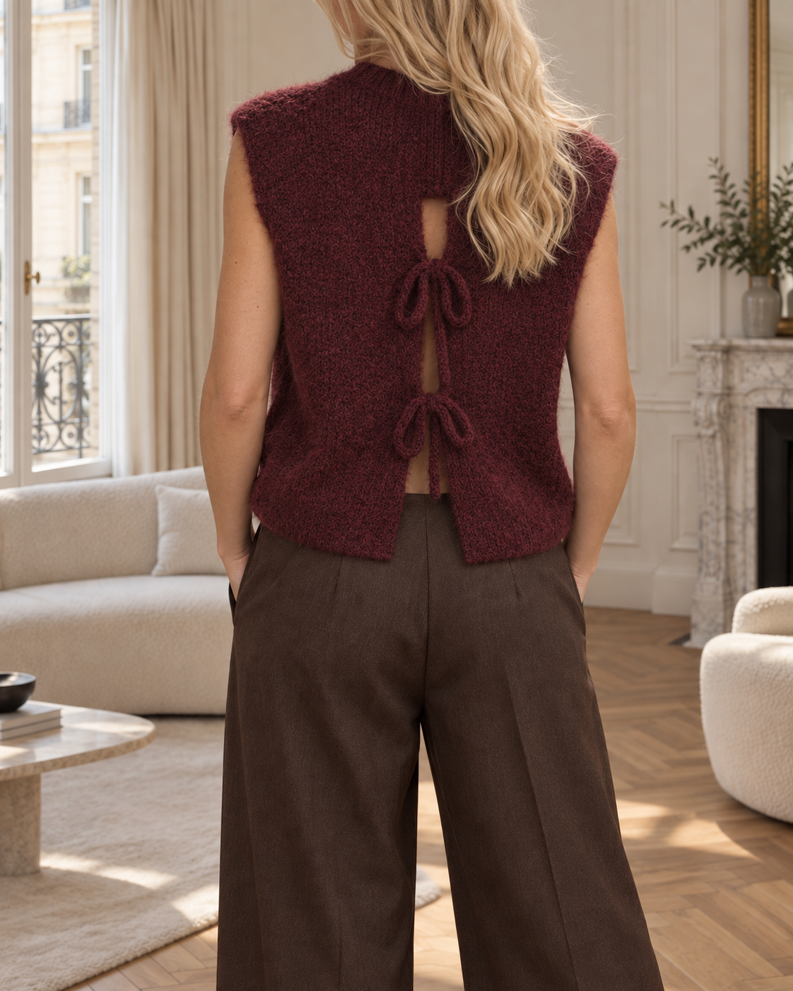 Pantalon large Éloïse – chocolat – Beautiful Shop
