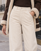 Pantalon Solène en velours côtelé – beige – Beautiful Shop